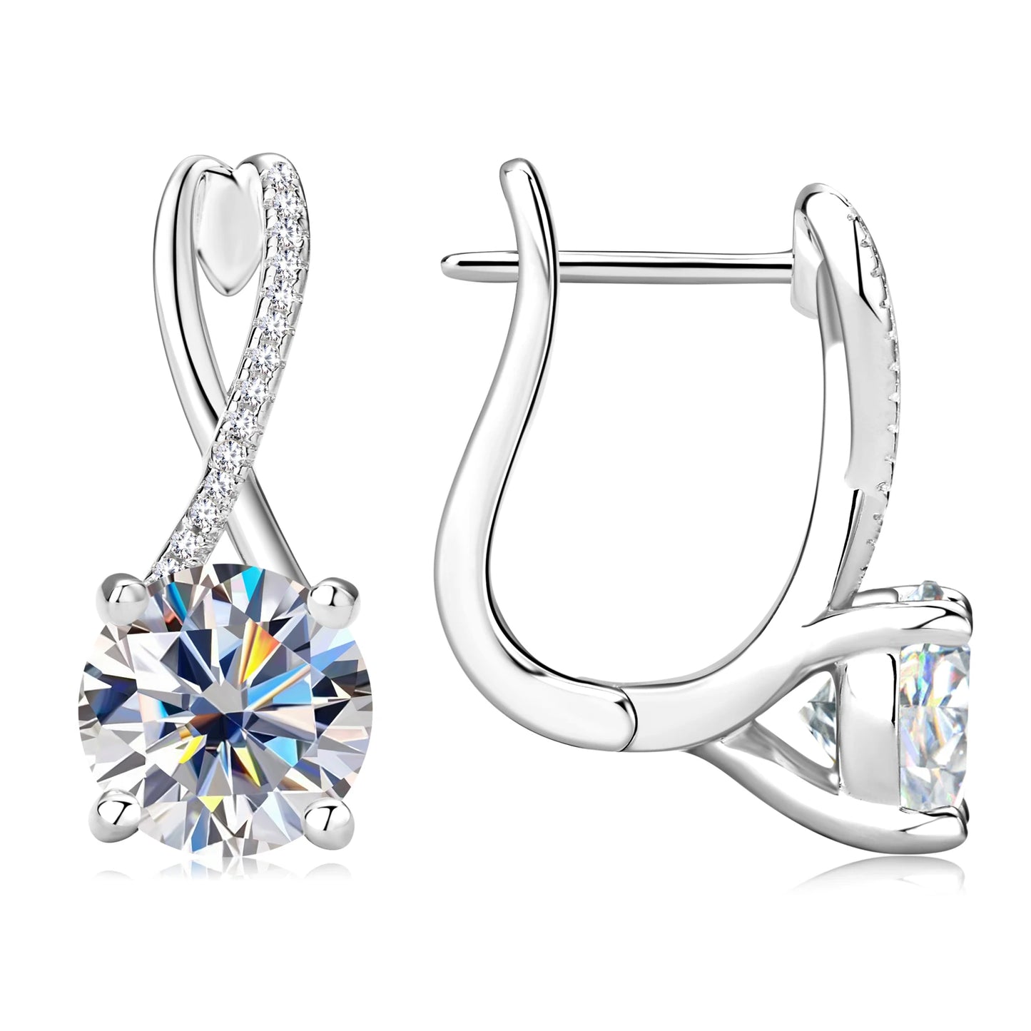 18K Gold-Plated 2ct Moissanite Hoop Earrings for Women – 925 Silver with Certificate