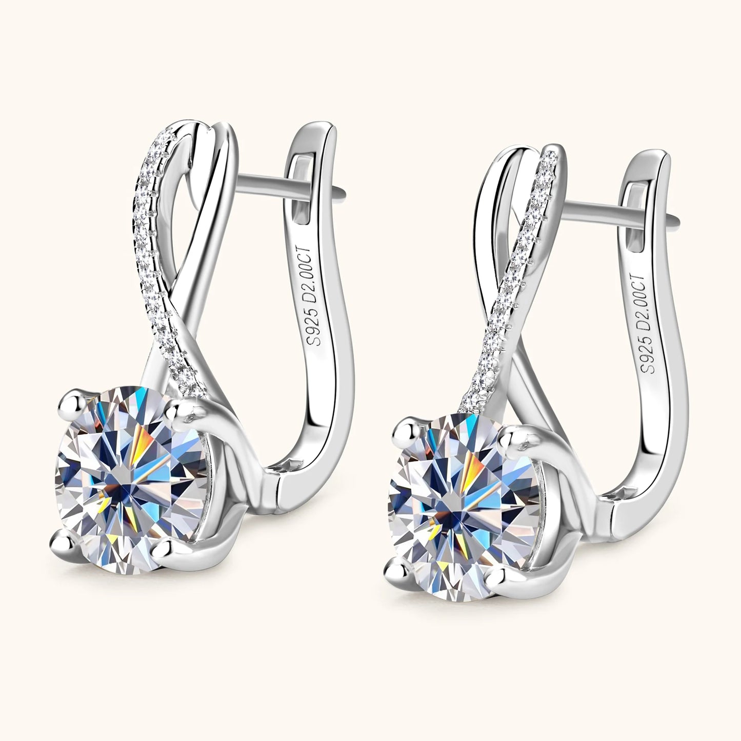 18K Gold-Plated 2ct Moissanite Hoop Earrings for Women – 925 Silver with Certificate