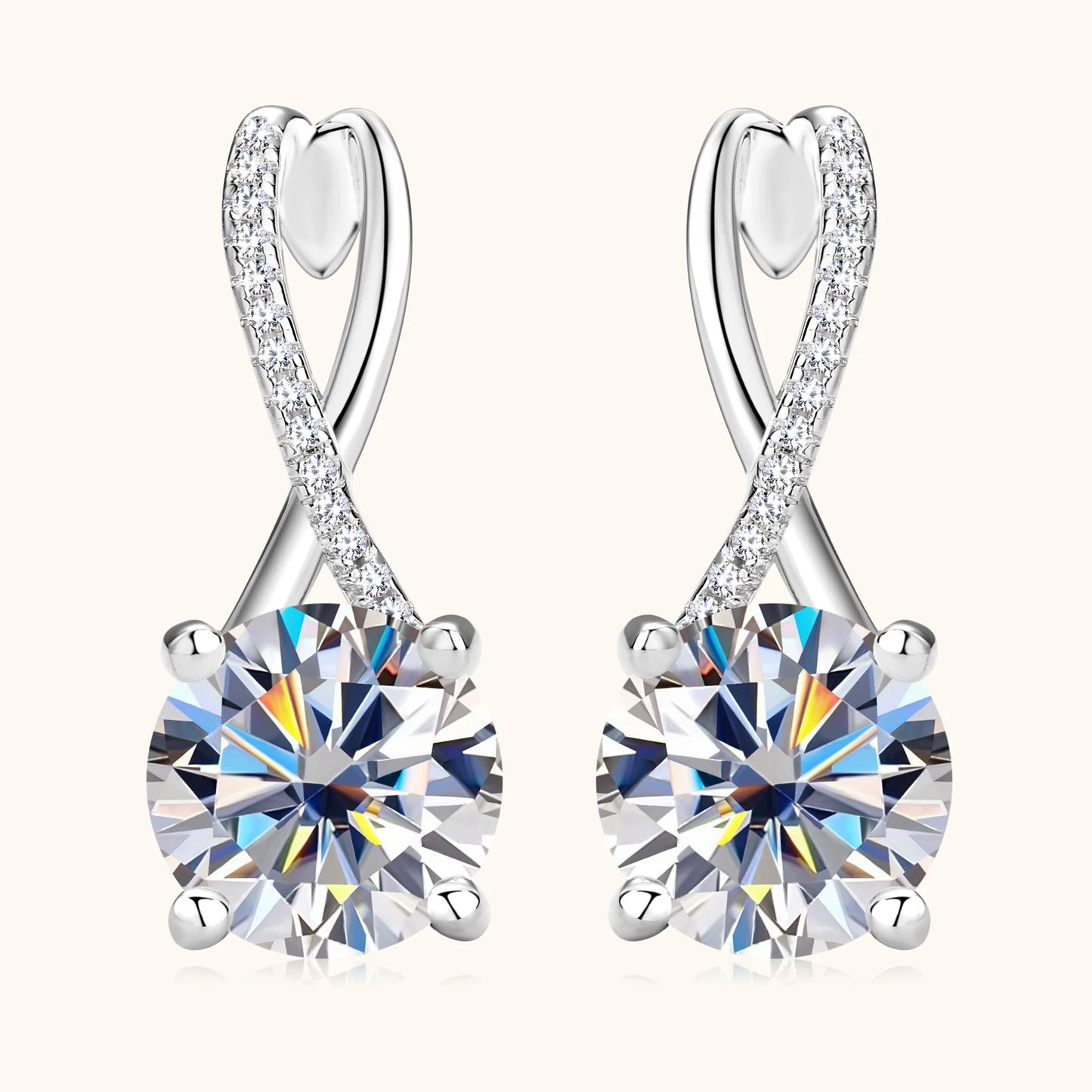 18K Gold-Plated 2ct Moissanite Hoop Earrings for Women – 925 Silver with Certificate