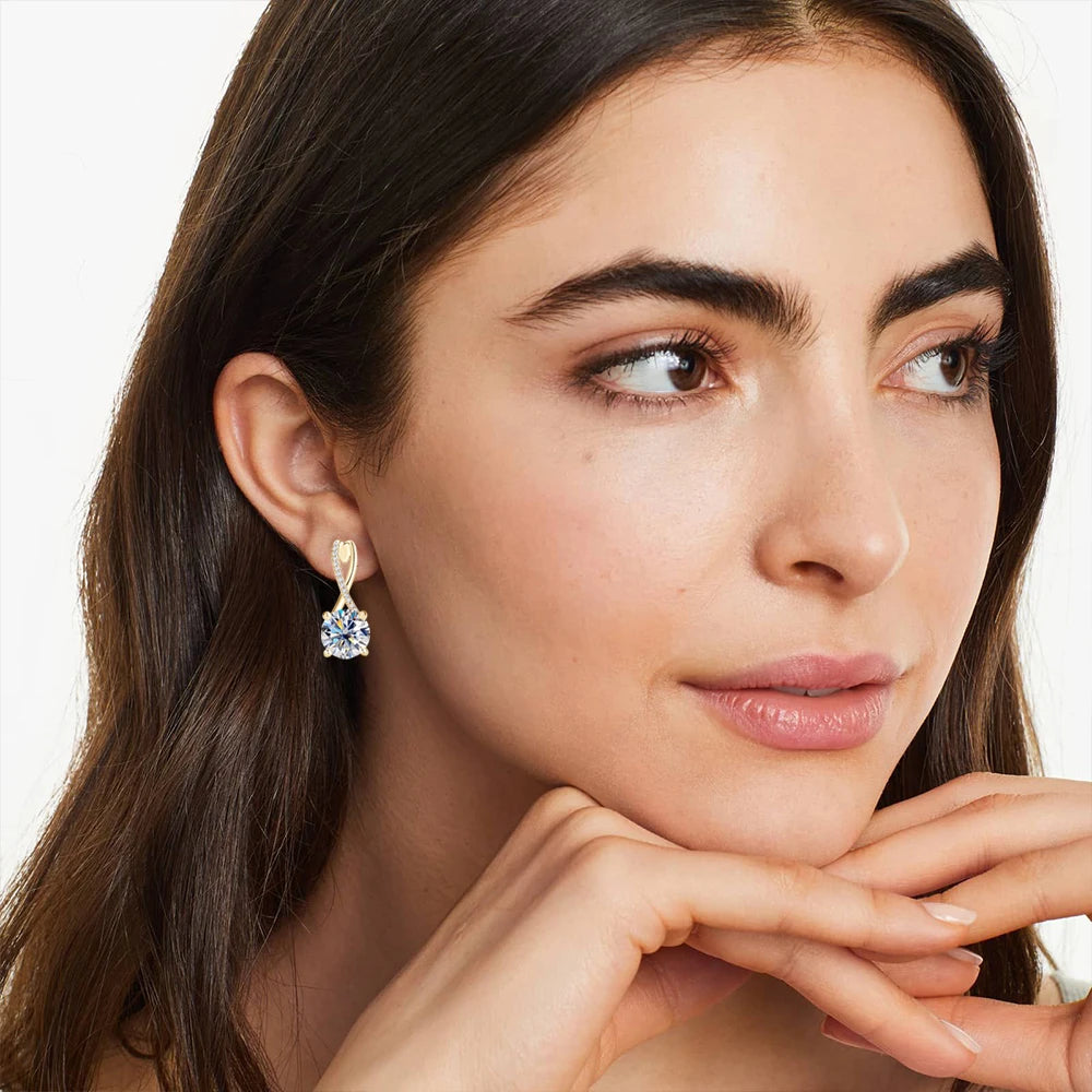18K Gold-Plated 2ct Moissanite Hoop Earrings for Women – 925 Silver with Certificate