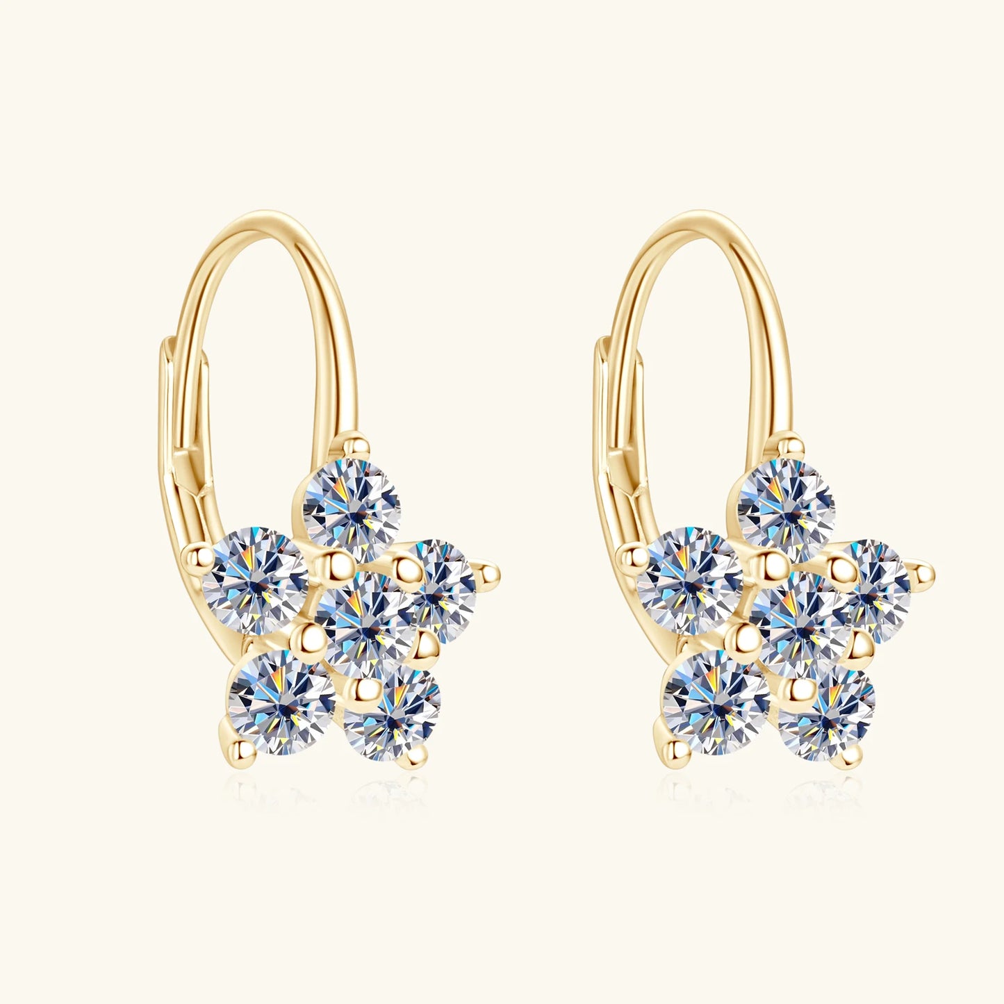 3MM Moissanite Hoop Earrings – White Gold Vermeil on S925 Silver, Sparkly Jewelry for Women and Girls