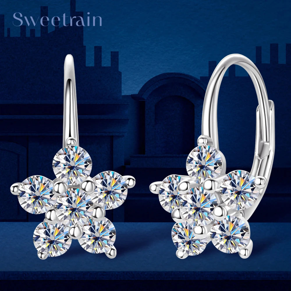 3MM Moissanite Hoop Earrings – White Gold Vermeil on S925 Silver, Sparkly Jewelry for Women and Girls