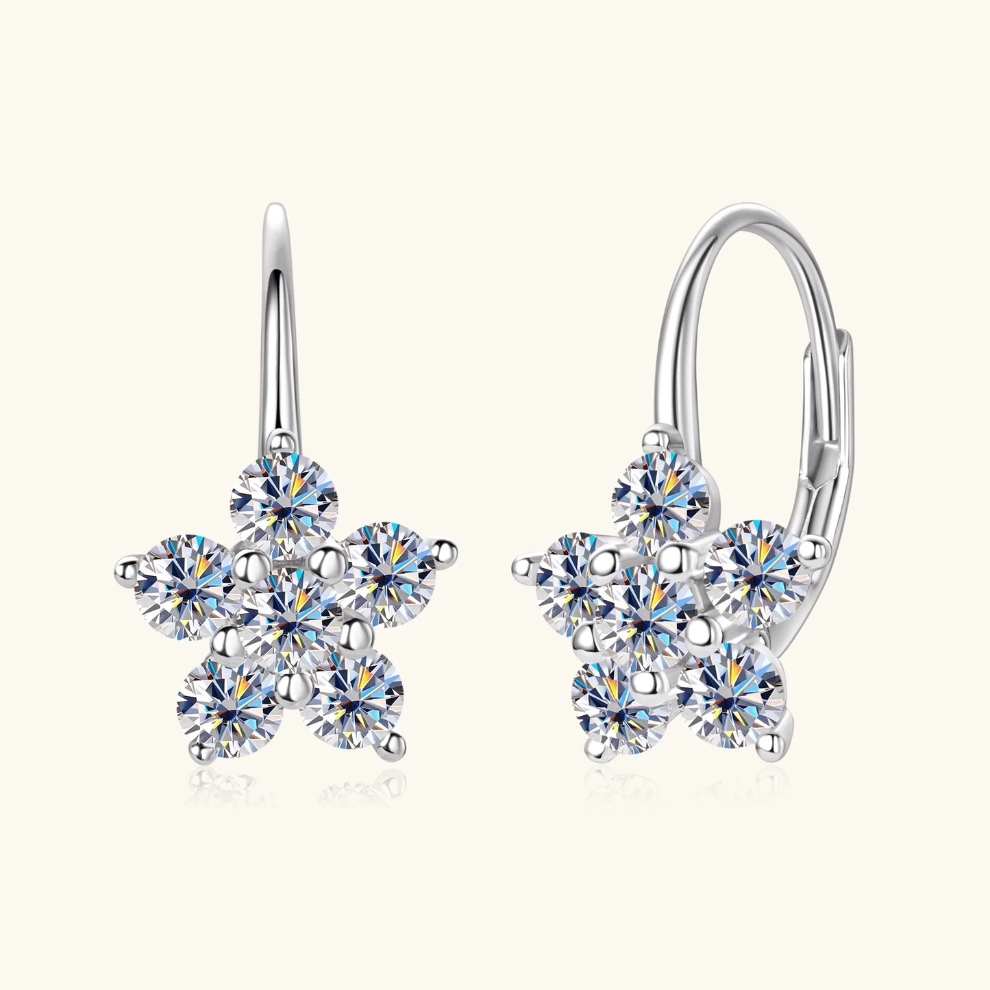 3MM Moissanite Hoop Earrings – White Gold Vermeil on S925 Silver, Sparkly Jewelry for Women and Girls