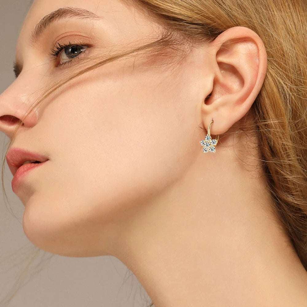3MM Moissanite Hoop Earrings – White Gold Vermeil on S925 Silver, Sparkly Jewelry for Women and Girls