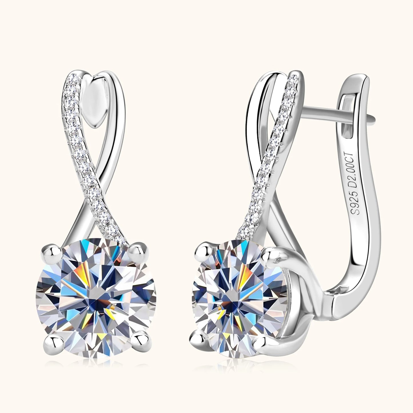 18K Gold-Plated 2ct Moissanite Hoop Earrings for Women – 925 Silver with Certificate