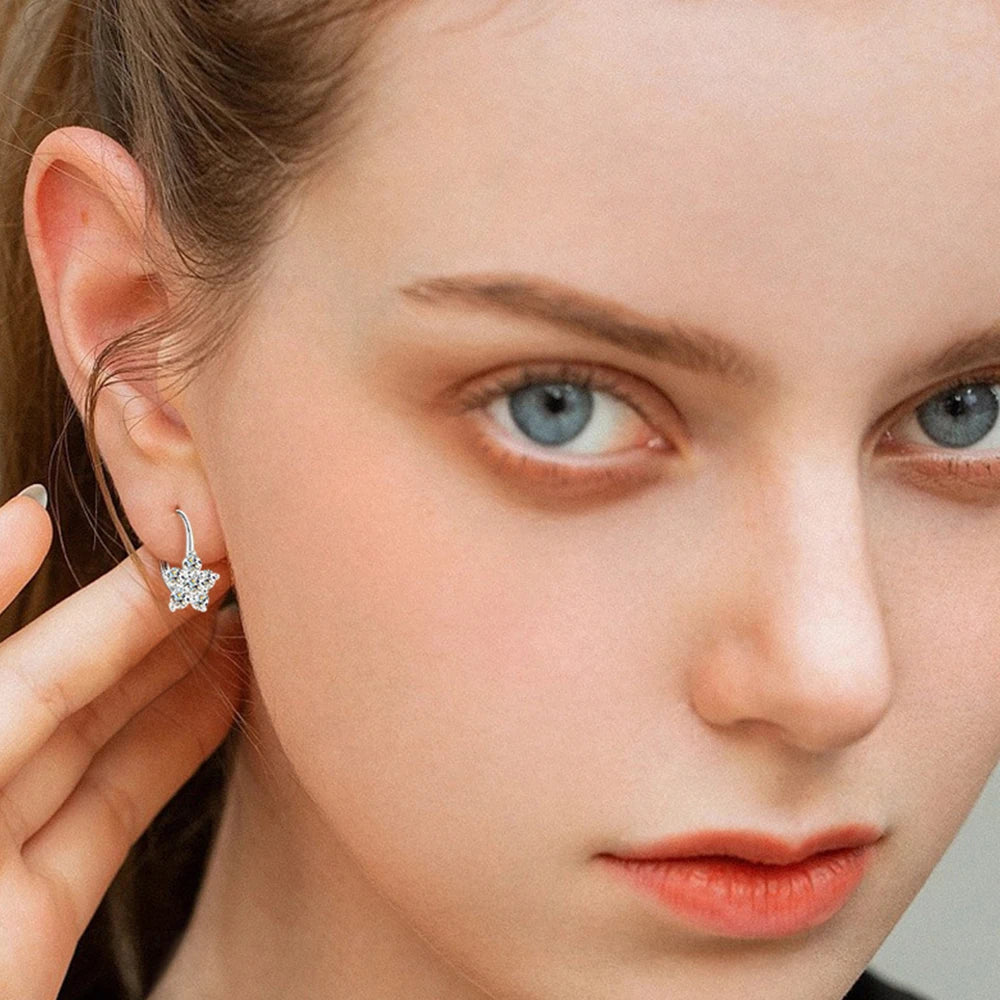 3MM Moissanite Hoop Earrings – White Gold Vermeil on S925 Silver, Sparkly Jewelry for Women and Girls
